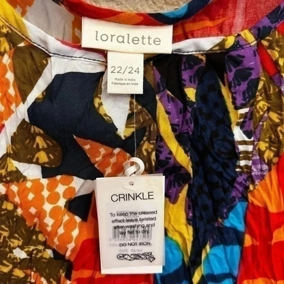 Vivid and colorful crinkle dress Loralette plus size 22 /24 GREAT SUMMER DRESS - Picture 4 of 9